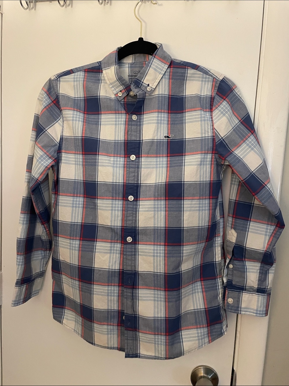 Vineyard Vines Navy, White & Red Plaid Button-Down Shirt